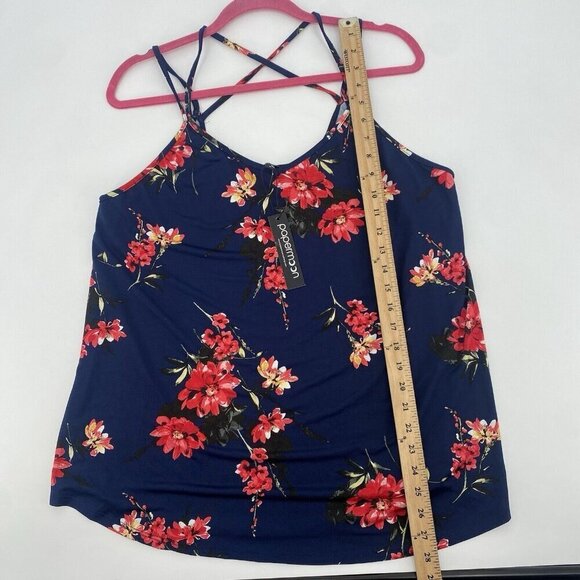 Papermoon Stitchfix Plus Size 1X Navy Blue Floral Strappy Tank Top NWT - Picture 12 of 13